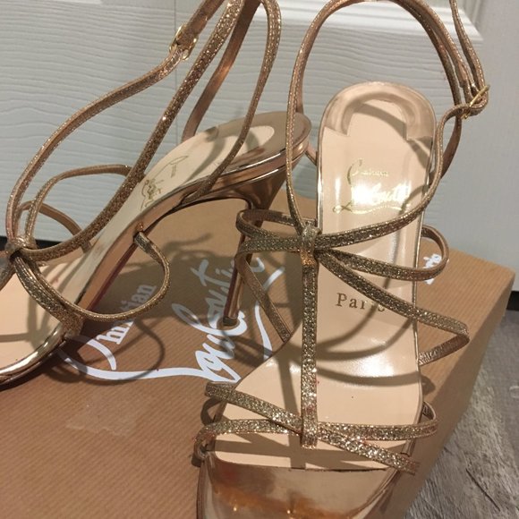 Louboutin 36.5 Gold New In Box - Picture 2 of 6